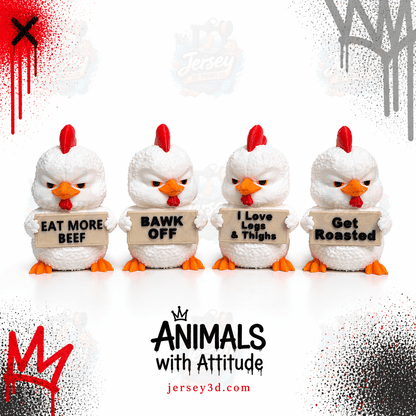 Sarcastic Chicken - Animals with Attitude Funny Animal Figurines for the Home or Office
