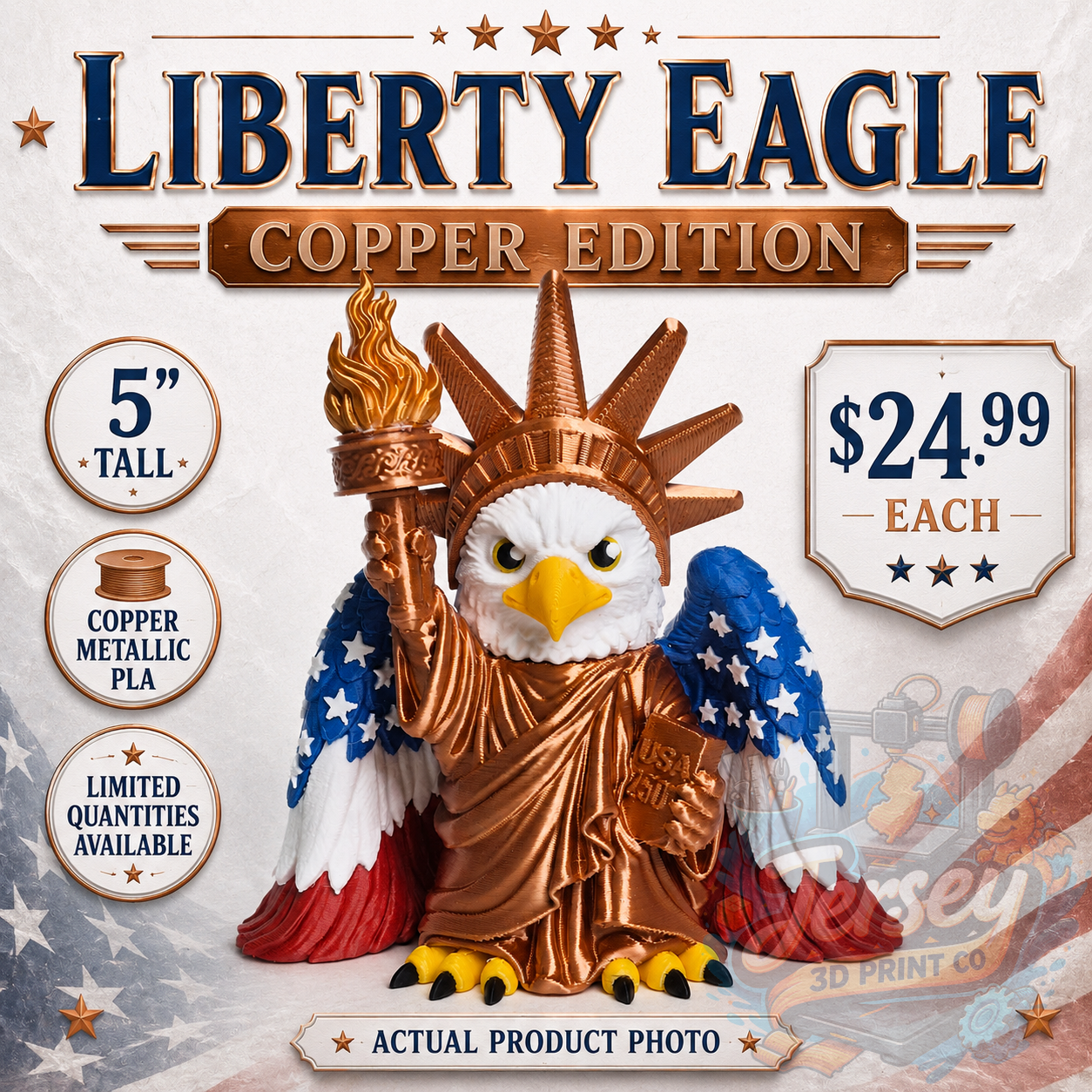 Copper Edition Liberty Eagle 250th American Independence Anniversary Figurine