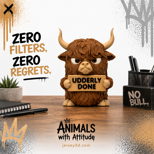 Grumpy Highland Cow - Animals with Attitude Funny Animal Figurines for the Home or Office