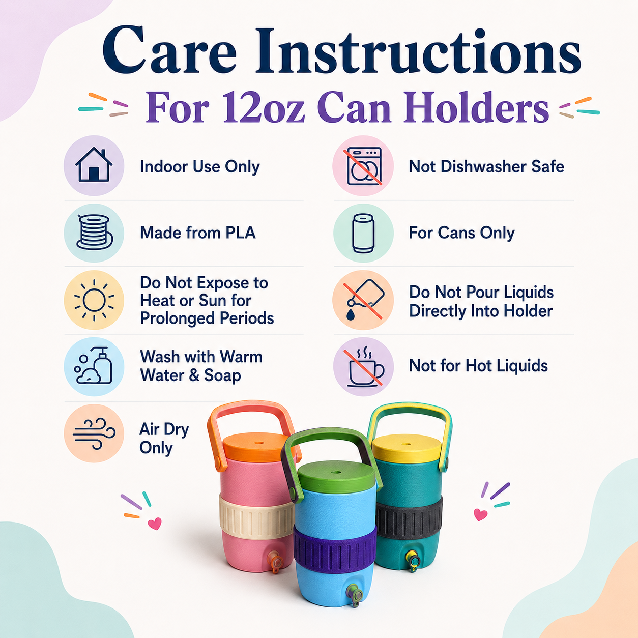3D Printed Customized 12oz Can Holder – Portable Drink Carrier with Handle