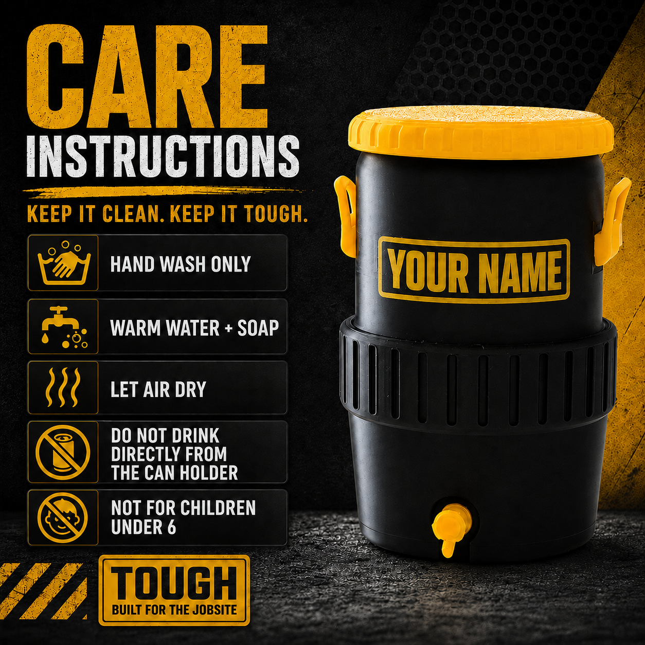 DeWALT Style 12oz Can Holder - Customizable Drink Protector for the Jobsite