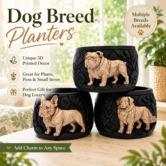 Dog Breed Planter Pots with 50+ Breeds and Custom Colors
