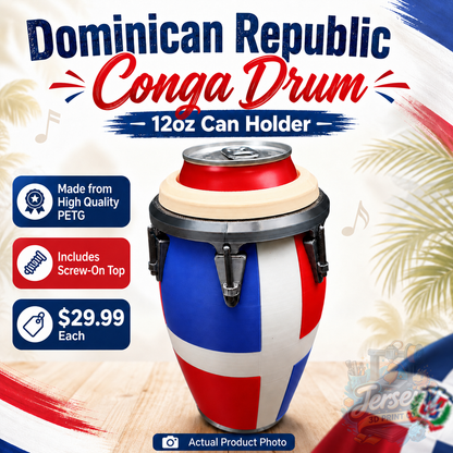 Dominican Republic Conga Drum Style 12oz Can Holder with Screw On Lid