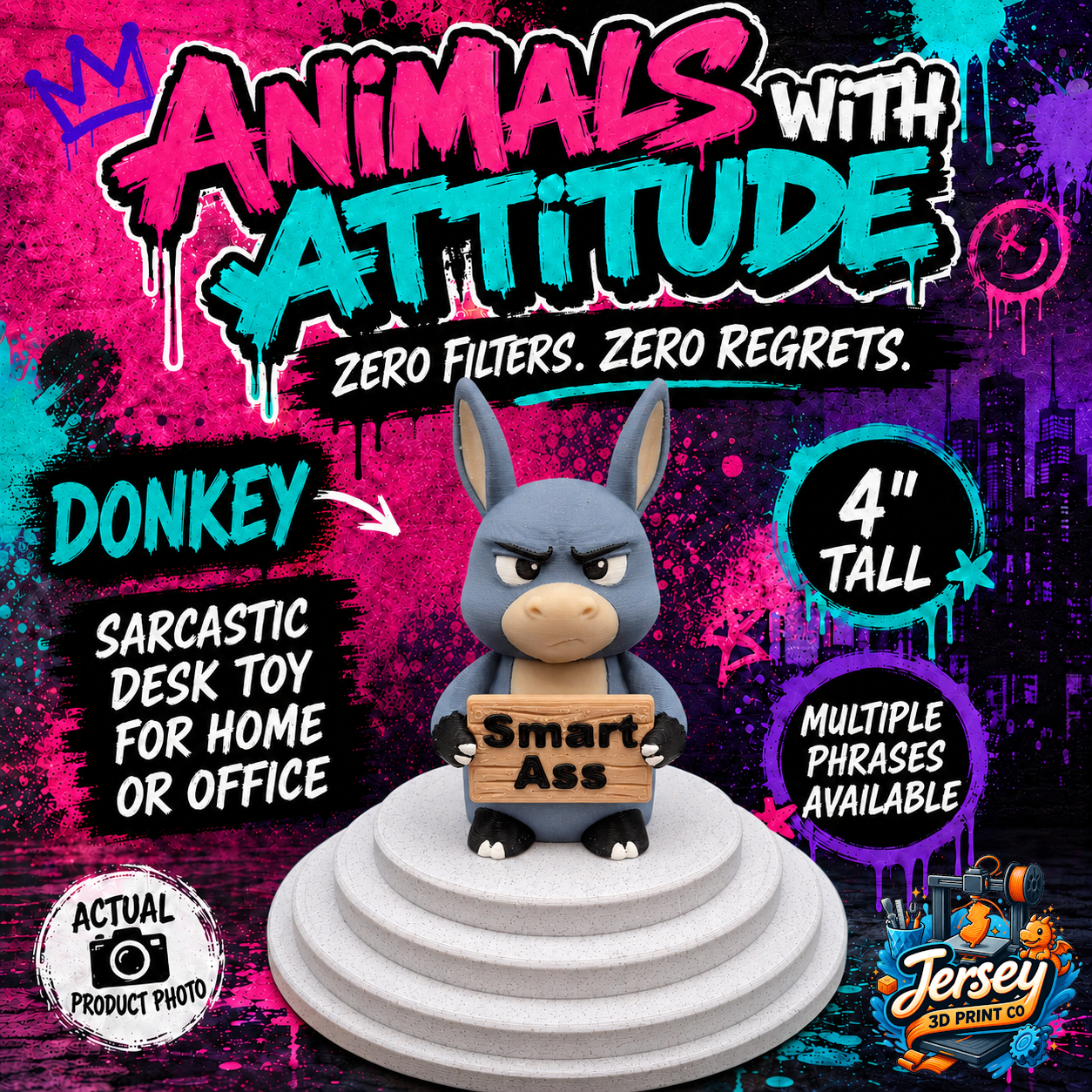 Annoyed Donkey - Animals with Attitude Funny Animal Figurines for the Home or Office