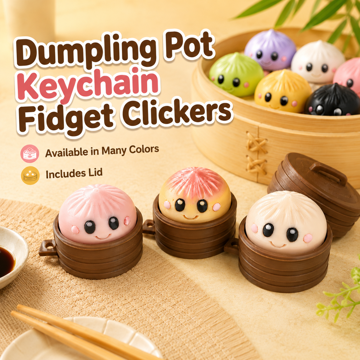 Dumpling Pot Keychain Fidget Clicker Sensory Toys by Lord_Bucko