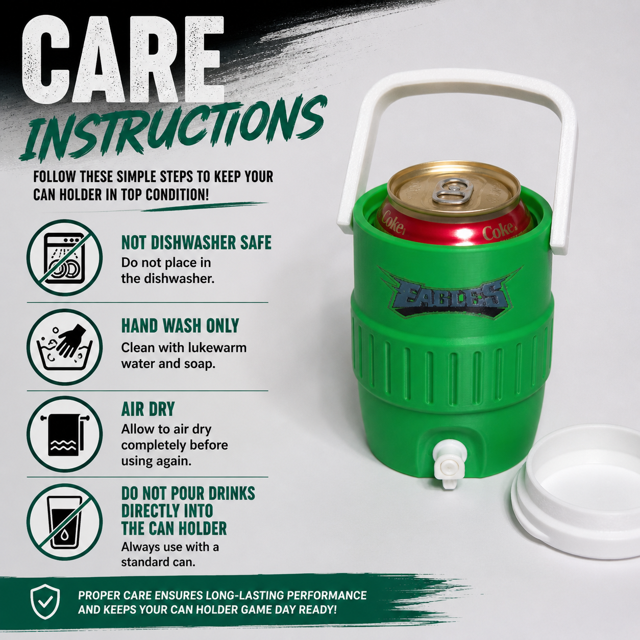 Philadelphia Eagles 3D Printed Can Holder – Portable Drink Carrier with Handle