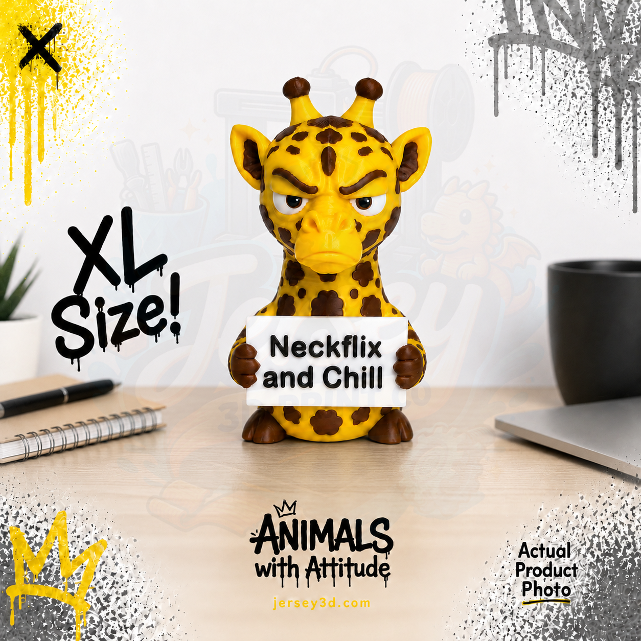 Grumpy Giraffe Figurine, Animals with Attitude Adult Humor for Home or Office