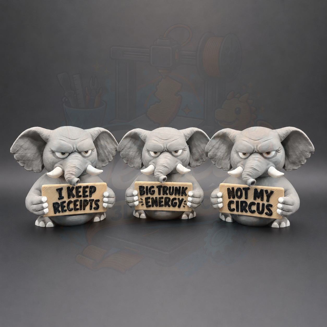 Sarcastic Elephant - Animals with Attitude Funny Animal Figurines for the Home or Office