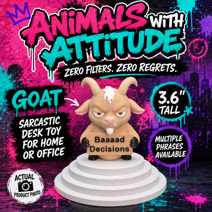 Grumpy Goat, Animals with Attitude Funny Animal Figurines for the Home or Office