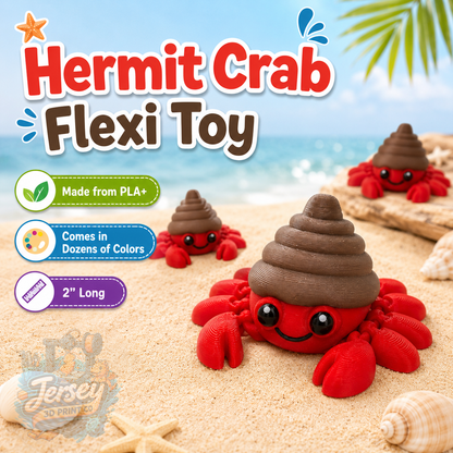 Hermit Crab Flexi Toy - 3D Printed Articulated Hermit Crab