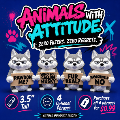 Sarcastic Husky Figurine - Animals with Attitude Funny Desk Toys for the Home or Office