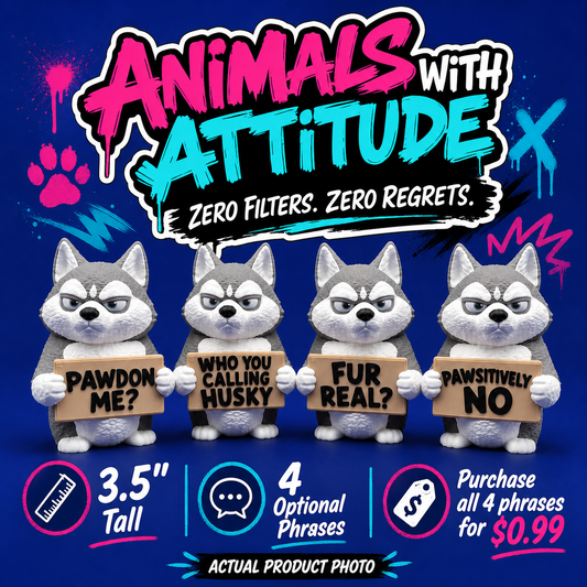 Sarcastic Husky Figurine - Animals with Attitude Funny Desk Toys for the Home or Office