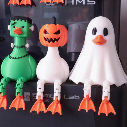 Halloween Goose Shelf Sitters – Articulated Flexi Desk Buddy (70mm Tall)