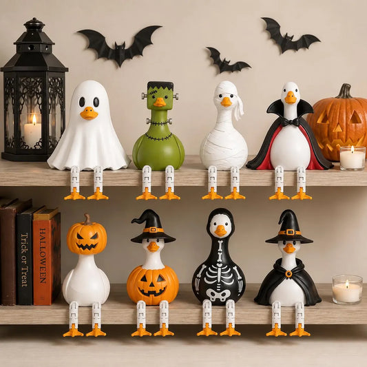 Halloween Goose Shelf Sitters – Articulated Flexi Desk Buddy (70mm Tall)