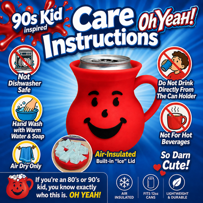 1990s Kool-Aid Inspired 12oz Can Holder with decorative Ice Cubes Lid