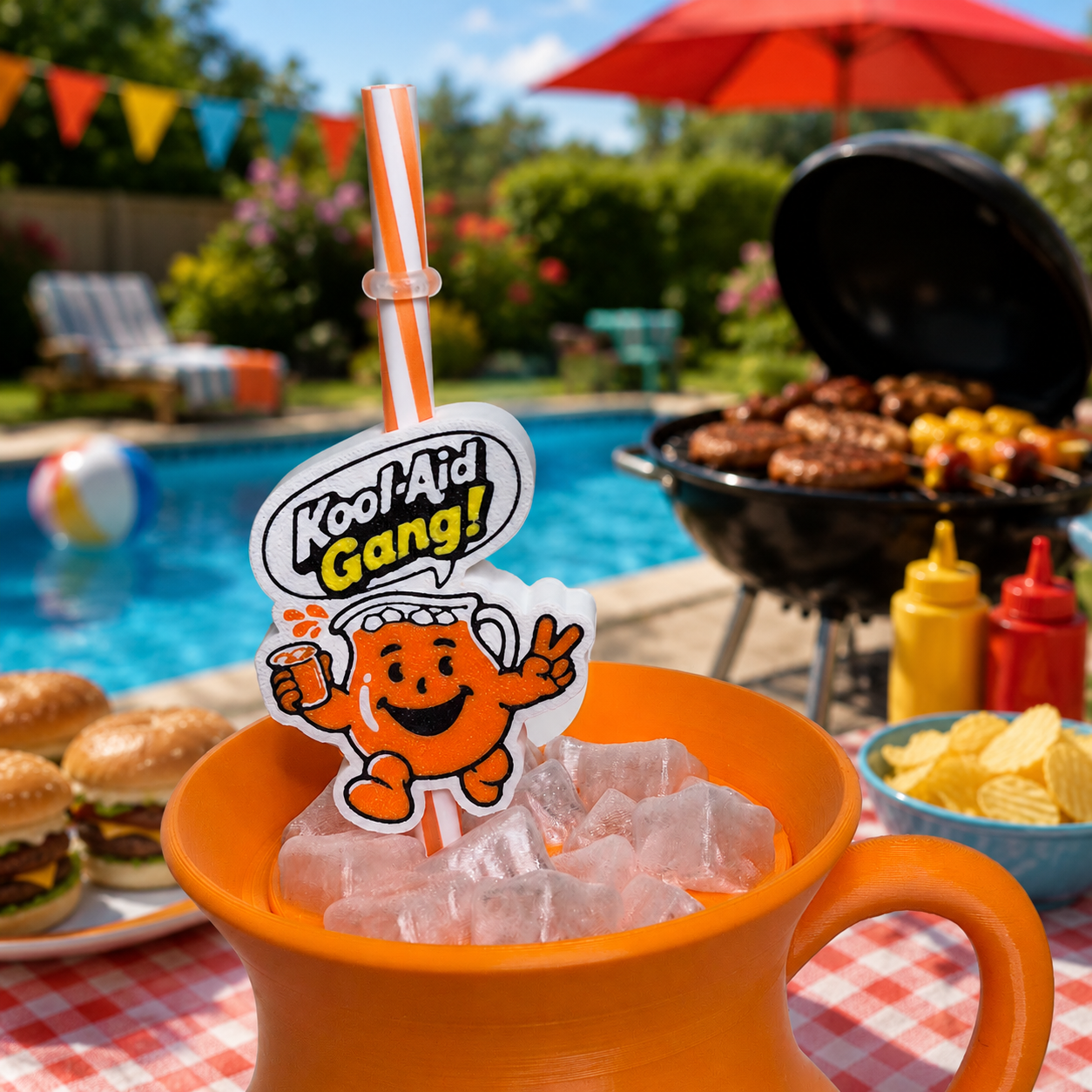 1990s Kool-Aid Inspired 12oz Can Holder with decorative Ice Cubes Lid