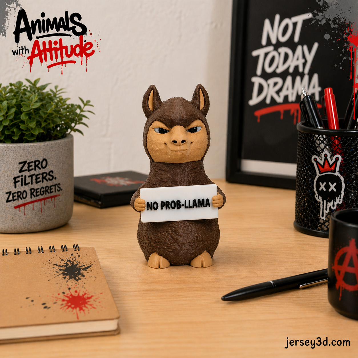 Smug Llama Figurine - Animals with Attitude Adult Humor for the Home or Office