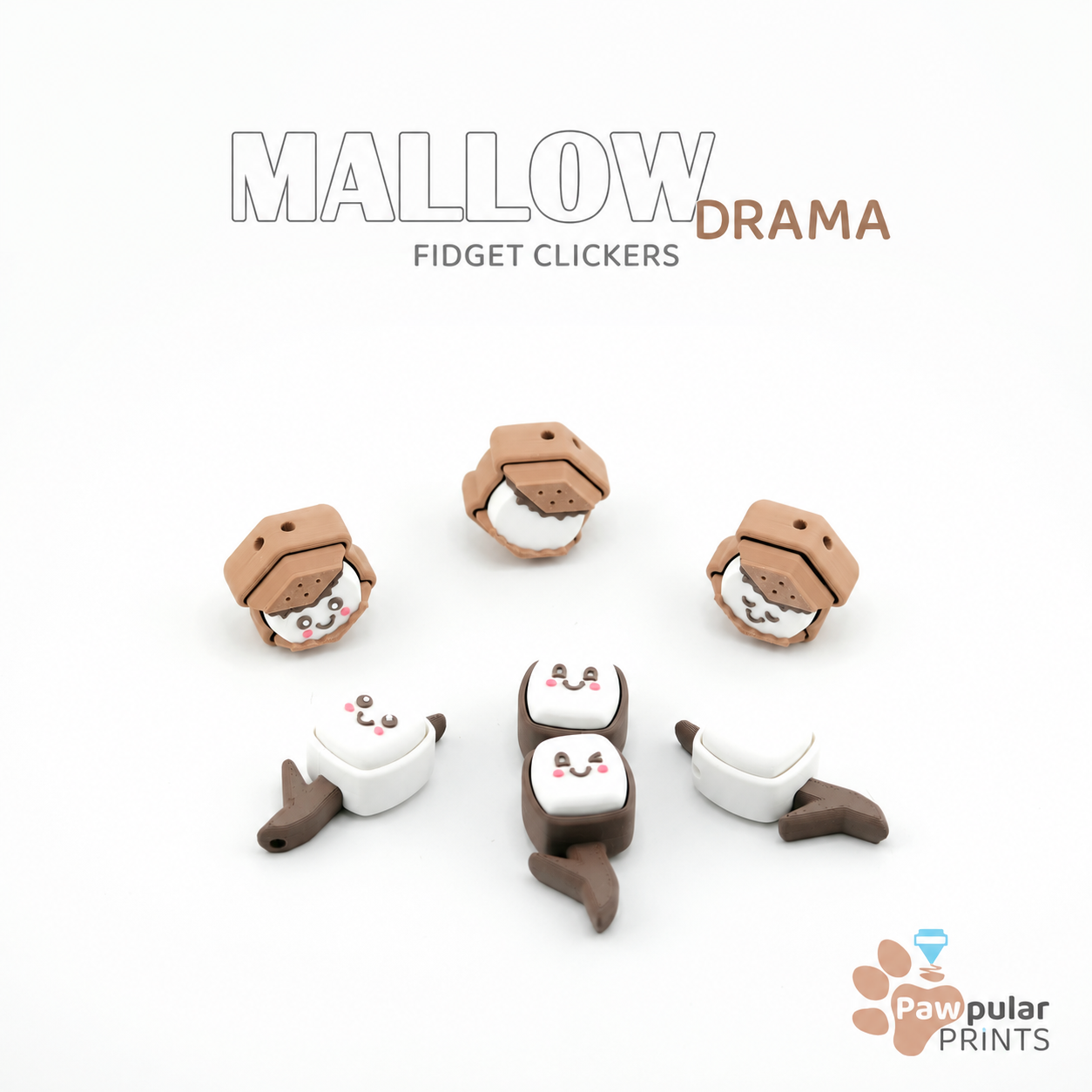 Mallow Drama Fidget Clicker Sensory Toys by Pawpular Prints