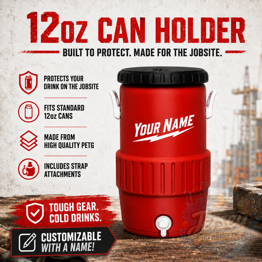 Milwaukee Style 12oz Can Holder - Customizable Drink Protector for the Jobsite