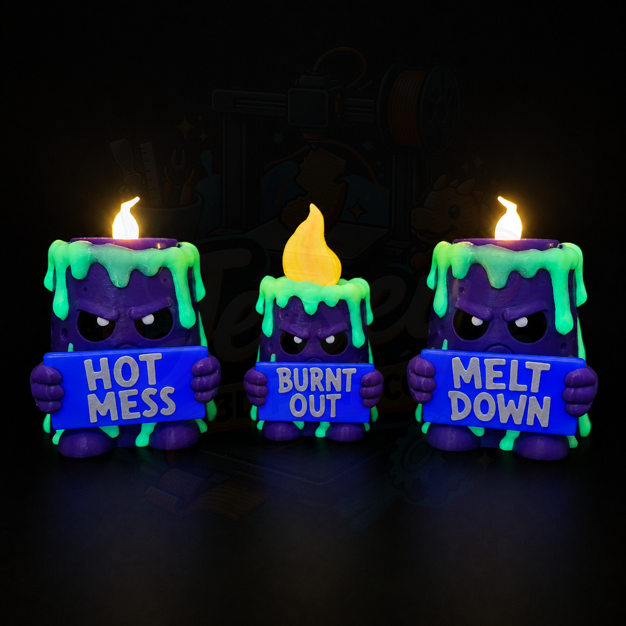 Glow in the Dark Sarcastic Candle - Holidays with Attitude Halloween Decor for Home or Office