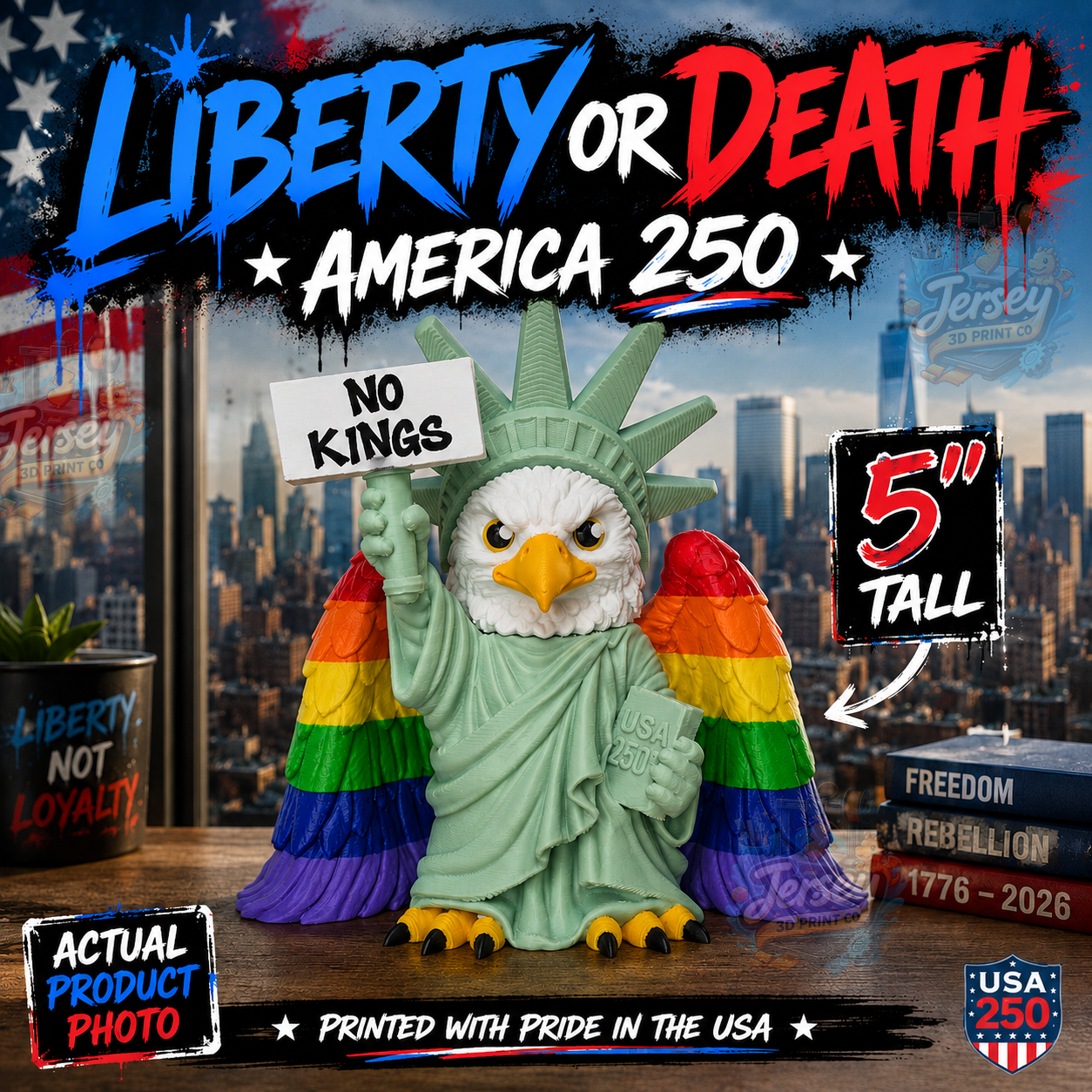 No Kings Liberty or Death 5" Liberty Eagle Collectible Figurine