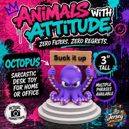 Sarcastic Octopus Figurine - Animals with Attitude Funny Desk Toys for the Home or Office
