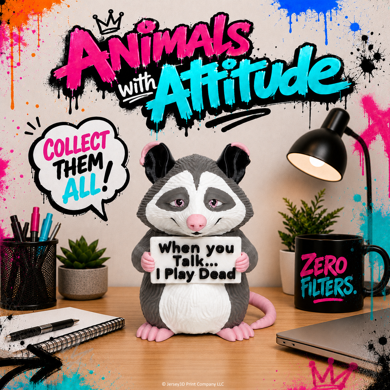 Sarcastic Opossum - Animals with Attitude Funny Animal Figurines for the Home or Office