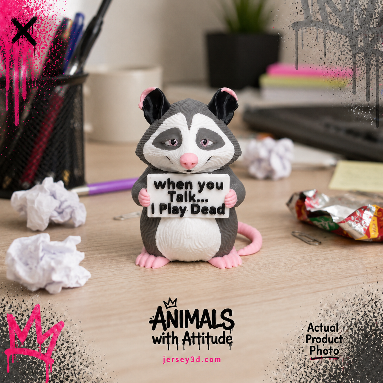 Opossum Figurine, Animals with Attitude Adult Humor for the Home or Office