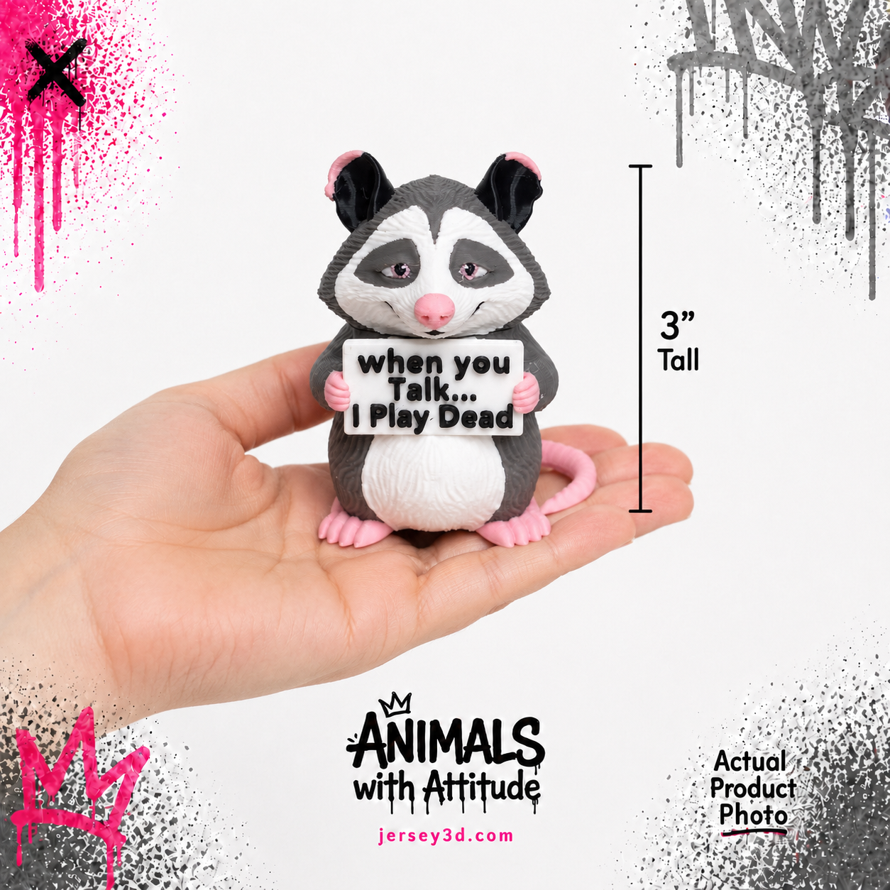 Opossum Figurine, Animals with Attitude Adult Humor for the Home or Office