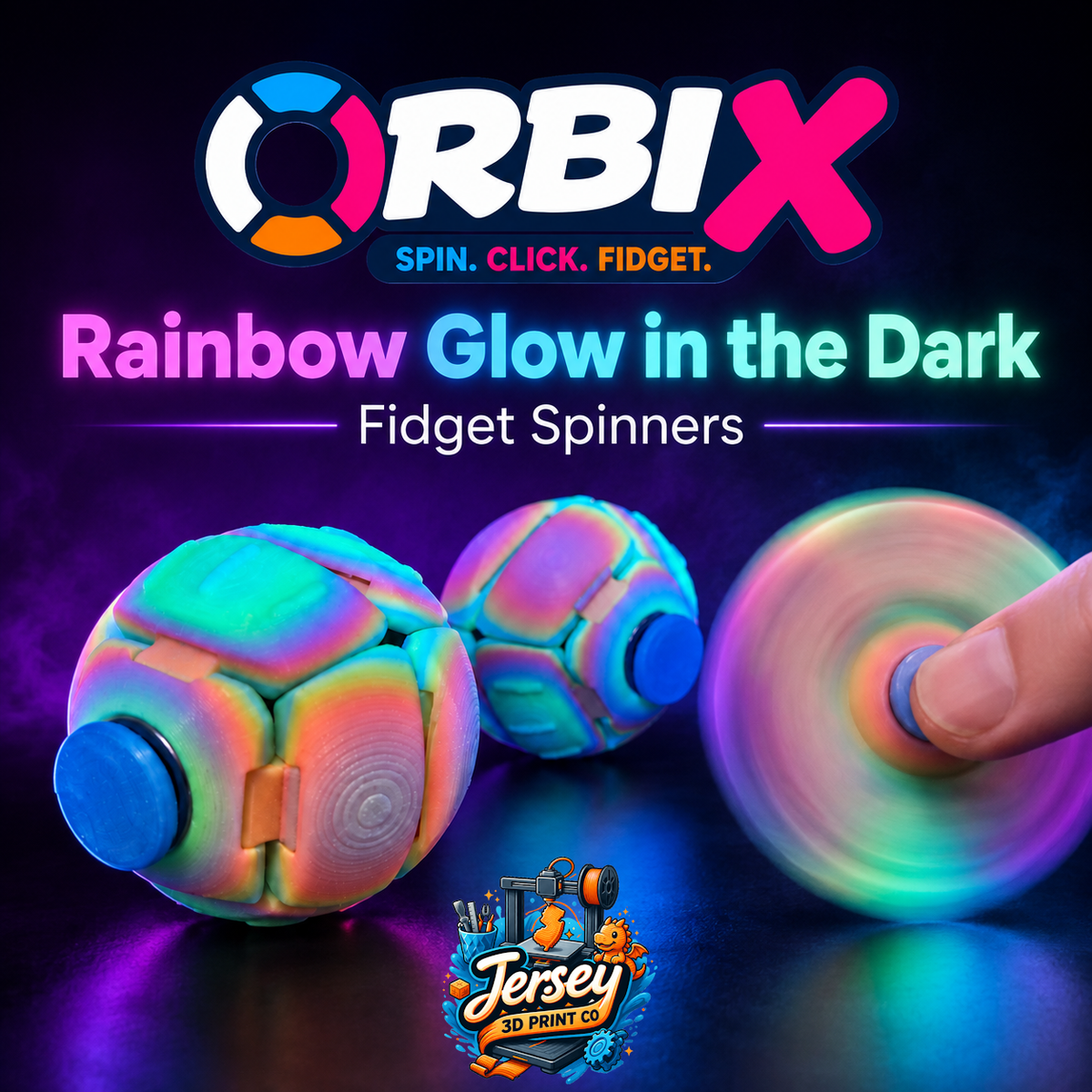 OrbiX Glow in the Dark Spinning Trick Fidget Toy for Kids