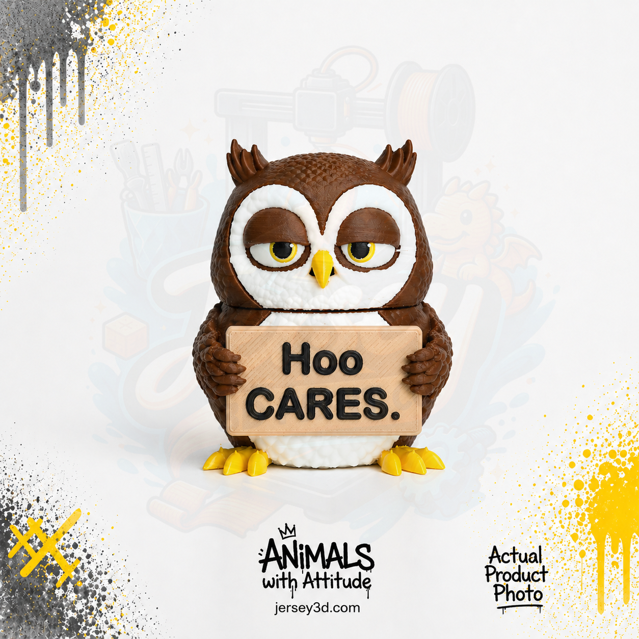 Careless Owl Figurine, Animals with Attitude Adult Humor for the Home or Office