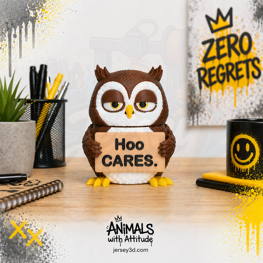 Careless Owl Figurine, Animals with Attitude Adult Humor for the Home or Office