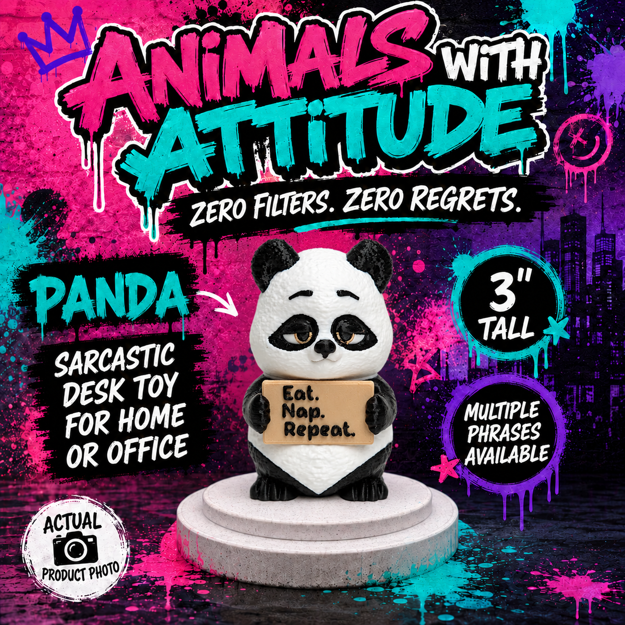 Funny Panda - Animals with Attitude Funny Animal Figurines for the Home or Office
