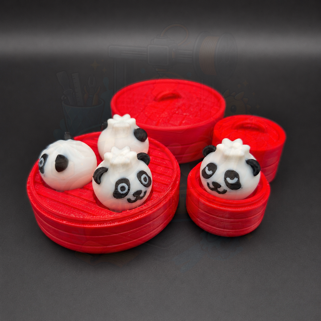 Panda Bao Bun Dumpling Basket Fidget Clicker Sensory Toys by Pawpular Prints