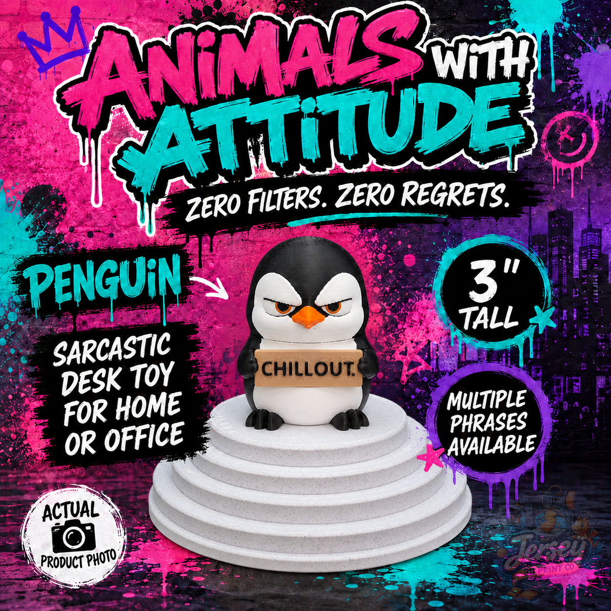 Grumpy Penguin - Animals with Attitude Funny Animal Figurines for the Home or Office