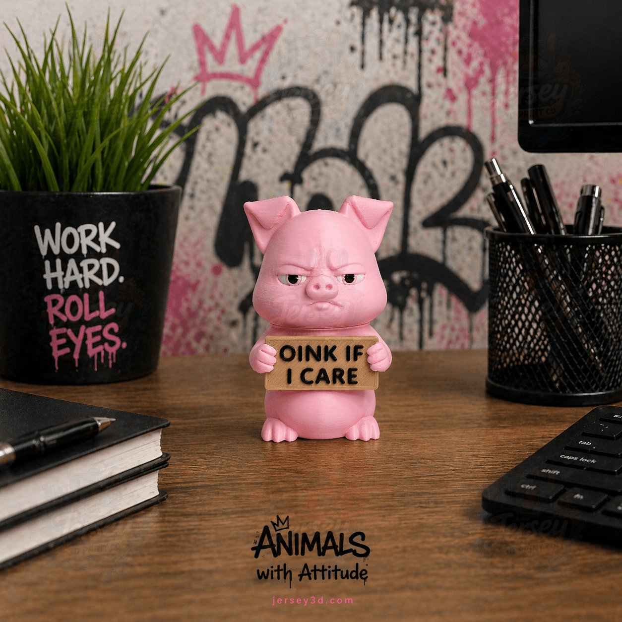 Miserable Pig Figurine - Animals with Attitude Adult Humor for the Home or Office