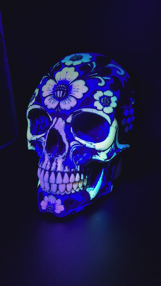 The Bloomrot Skull - Gothic Glow in the Dark Hanging Wall Art