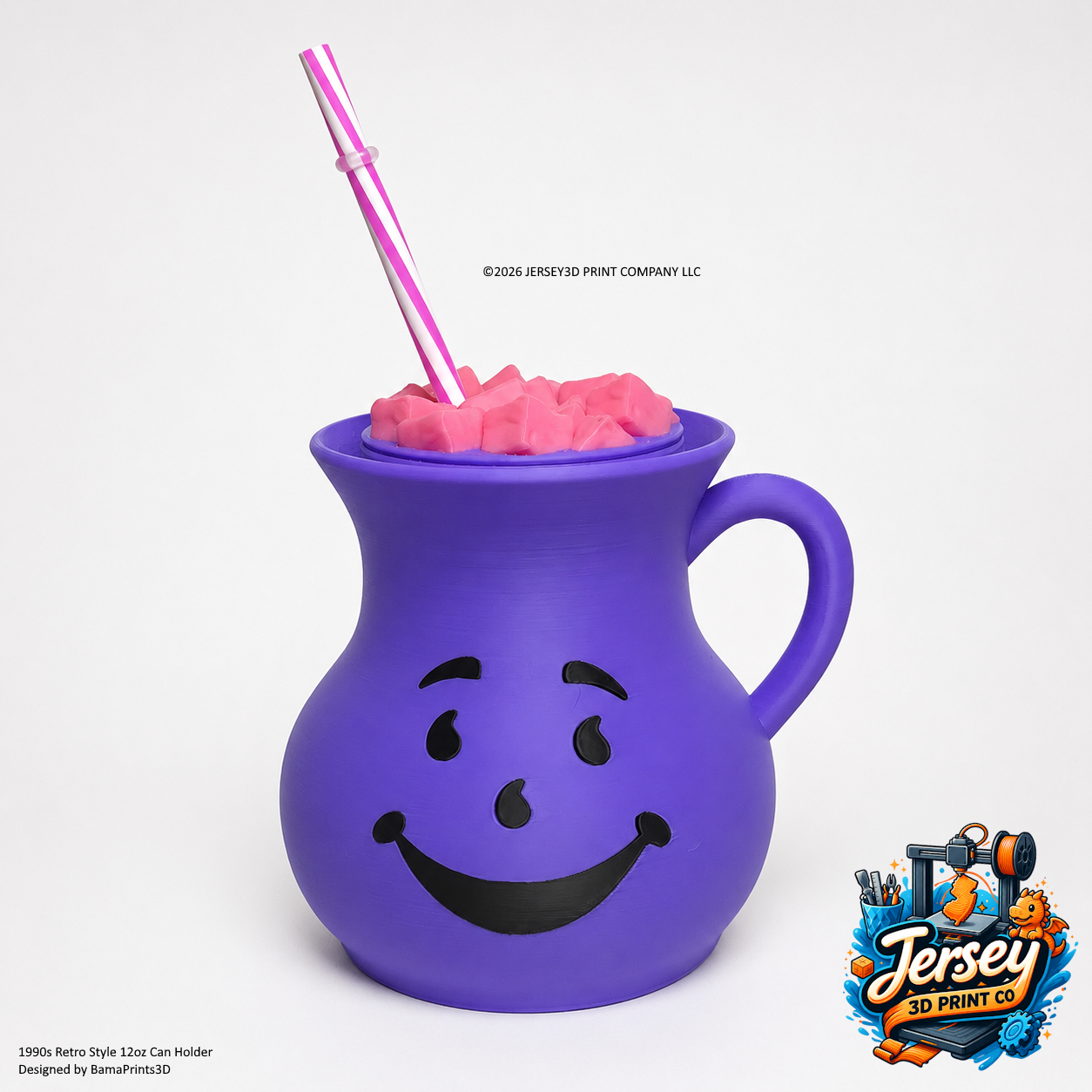 1990s Kool-Aid Inspired 12oz Can Holder with decorative Ice Cubes Lid