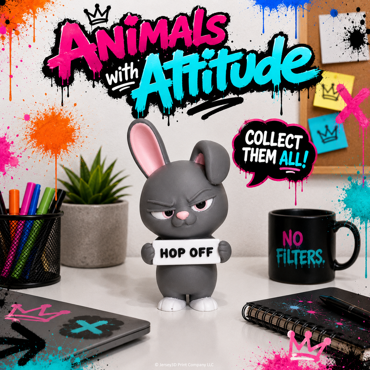 Sarcastic Bunny - Animals with Attitude Funny Animal Figurines for the Home or Office