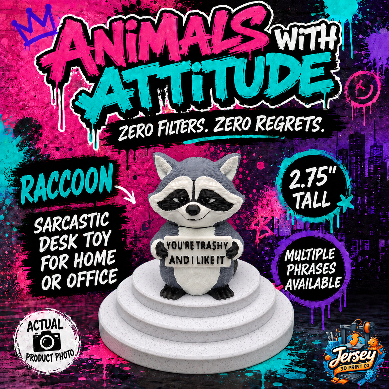 Trashy Raccoon - Animals with Attitude Funny Animal Figurines for the Home or Office