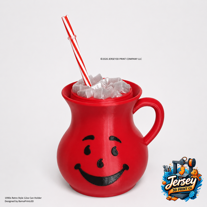 1990s Kool-Aid Inspired 12oz Can Holder with decorative Ice Cubes Lid