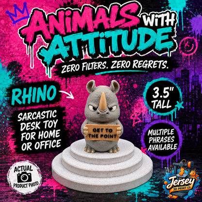 Grumpy Rhino - Animals with Attitude Funny Animal Figurines for the Home or Office