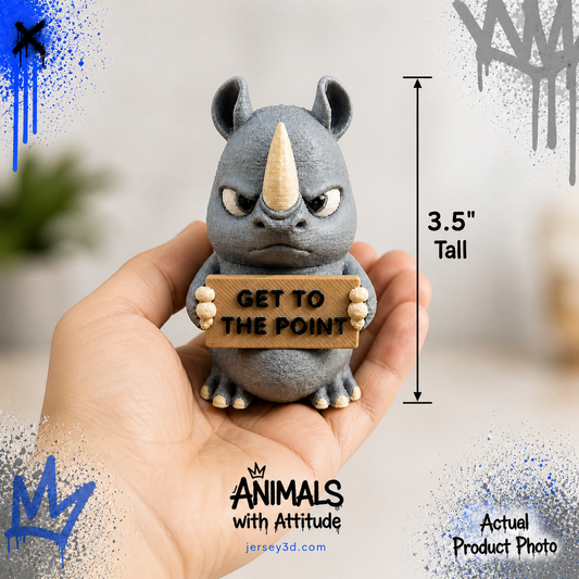 Grumpy Rhino Figurine - Animals with Attitude Adult Humor for the Home or Office
