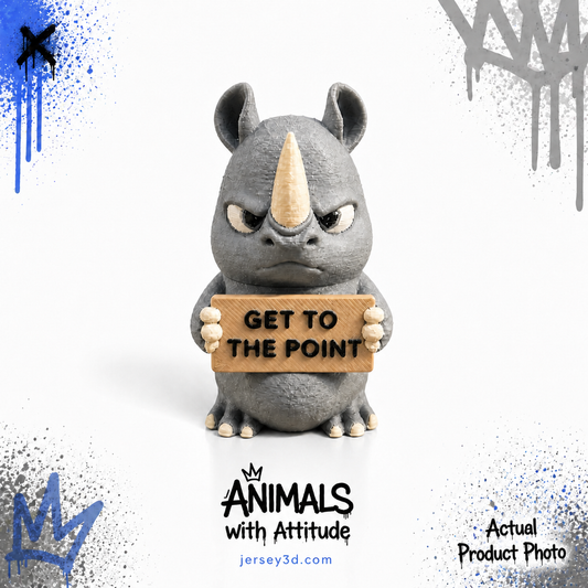 Grumpy Rhino Figurine - Animals with Attitude Adult Humor for the Home or Office