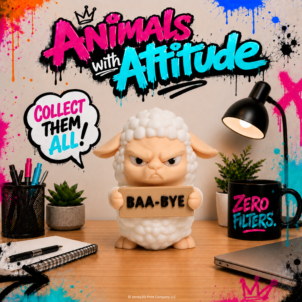 Angry Sheep - Animals with Attitude Funny Animal Figurines for the Home or Office
