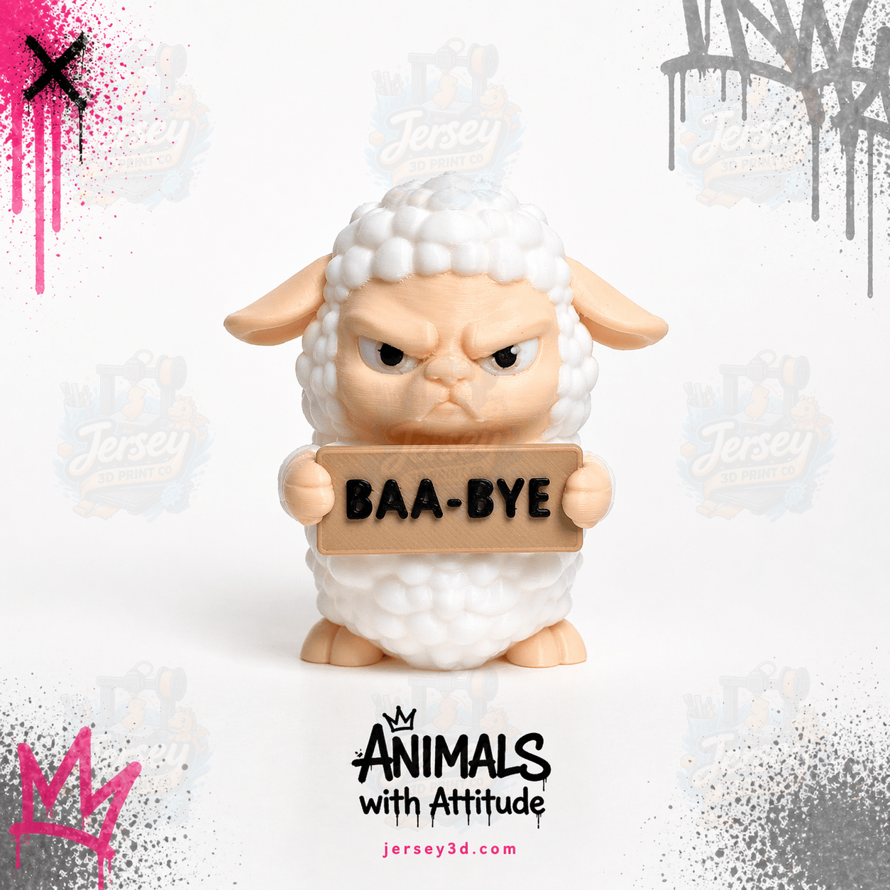 Angry Sheep Figurine - Animals with Attitude Adult Humor for the Home or Office