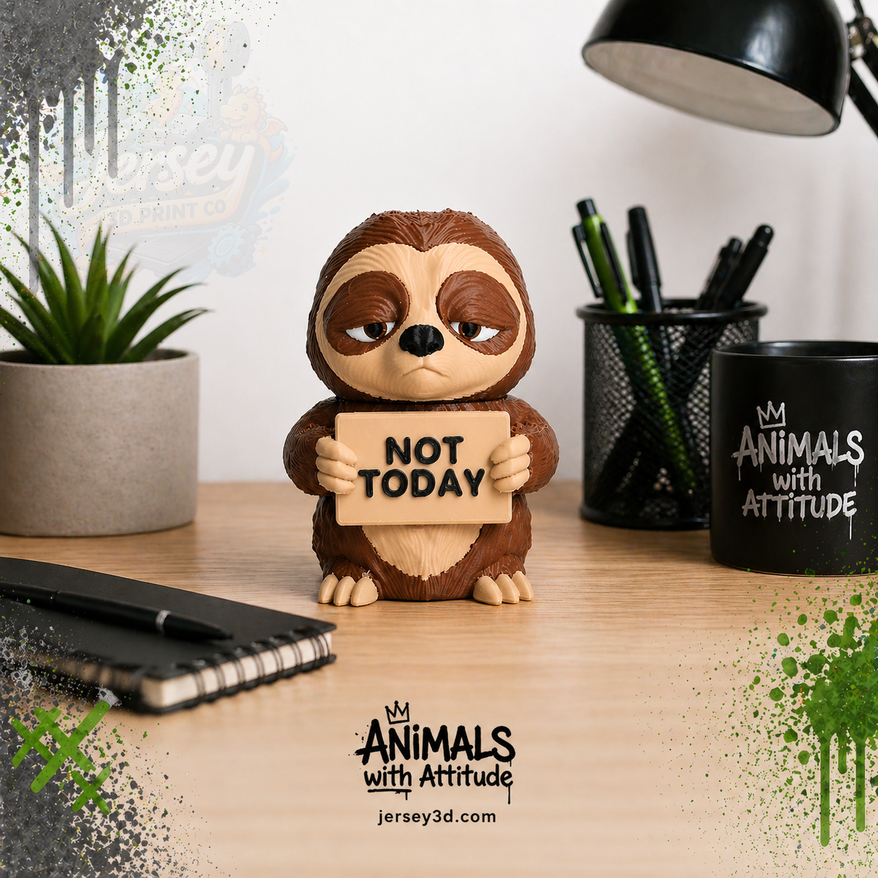 Exhausted Sloth Figurine - Animals with Attitude Adult Humor for the Home or Office