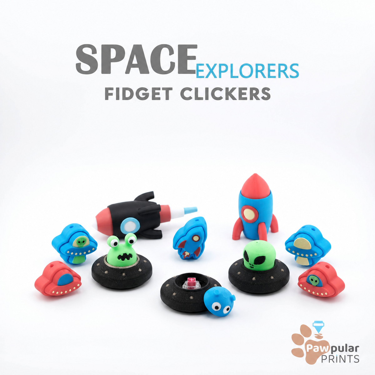 Space Explorer Fidget Clicker Sensory Toys by Pawpular Prints