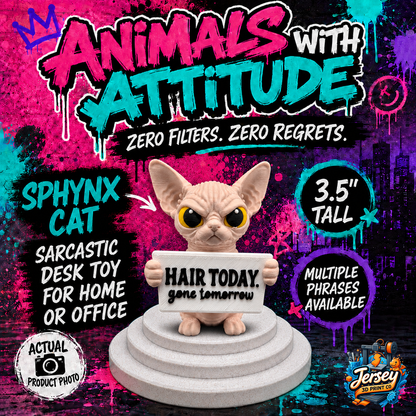 Sphynx Cat Desk Toy- Animals with Attitude Funny Animal Figurines for the Home or Office
