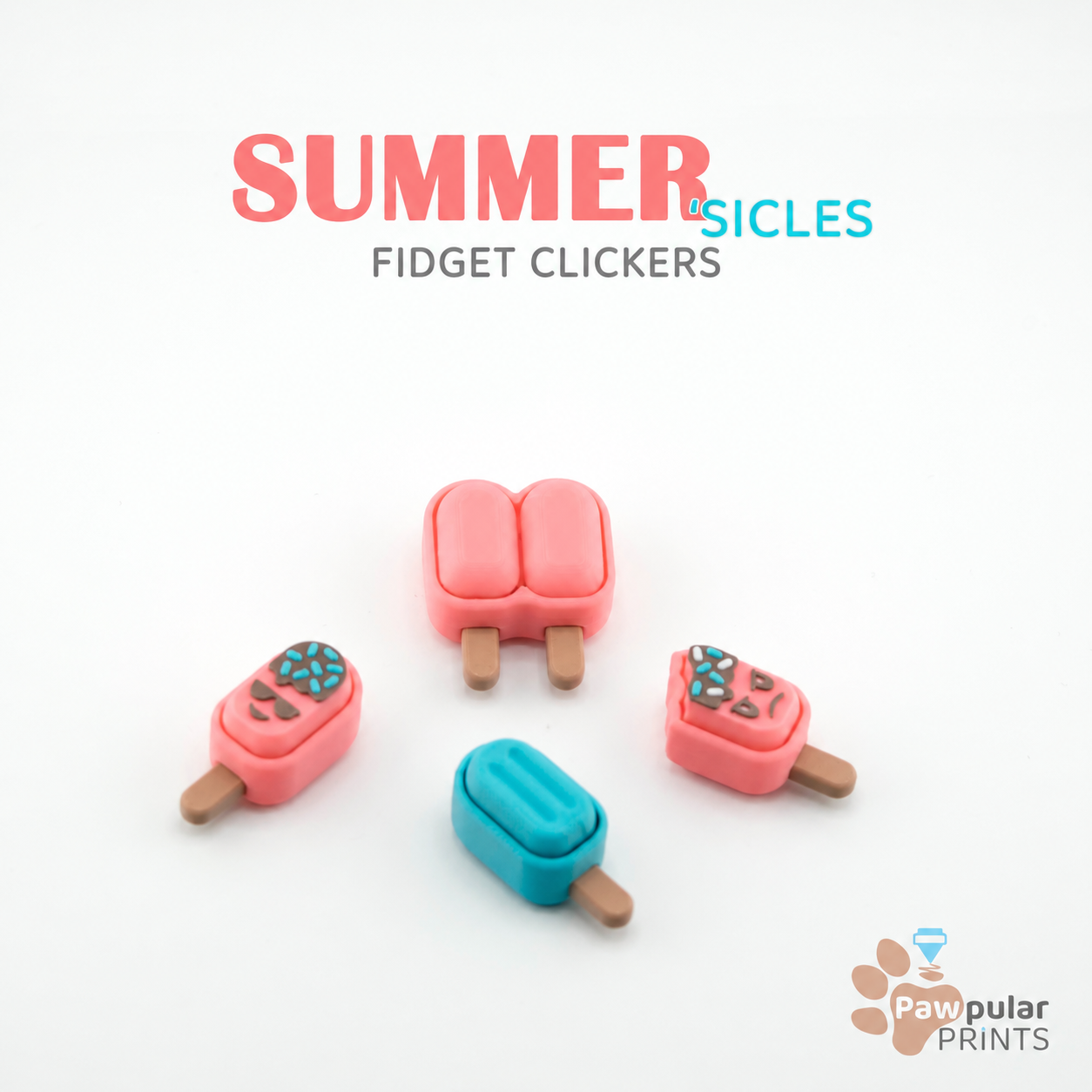 Summer 'Scicles Fidget Clicker Sensory Toys by Pawpular Prints